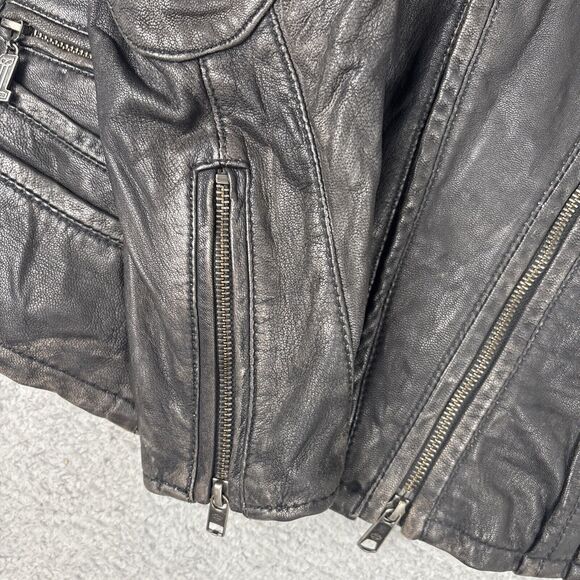 Harley-Davidson Women’s Black Core Washed Leather Biker Jacket XL Vented Side - Picture 8 of 16
